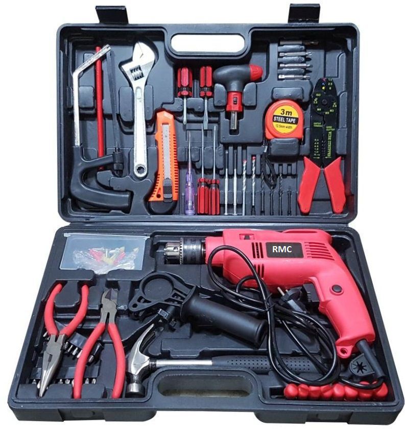 Powerful 13Mm 650W Impact Drill Machine Tool Kit/Box With Reversible Function + 105 Accessories