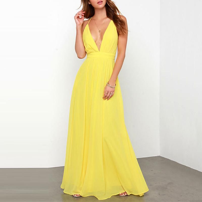 long yellow dress casual