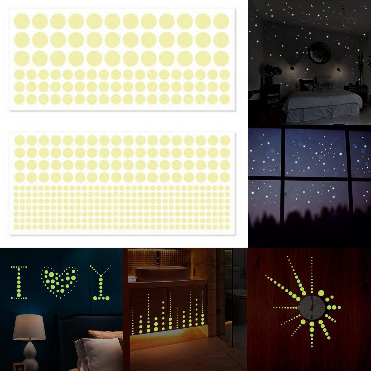 400pcs Luminous Glow In The Dark Star Round Dot Wall Stickers Home