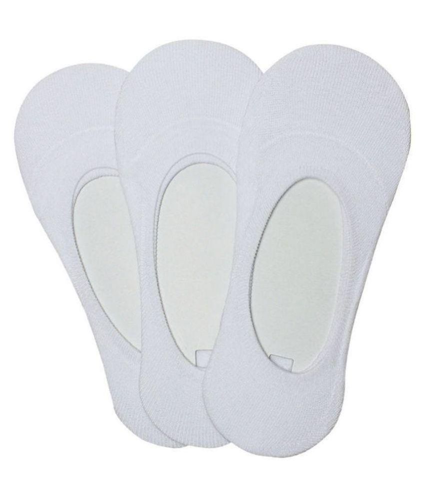     			Tahiro White Cotton Plain Footies Loafer Socks - Pack Of 3