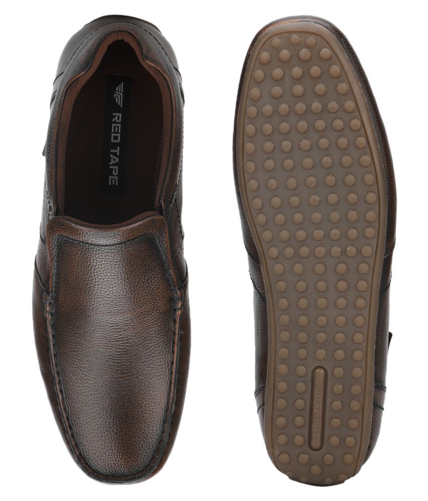 Red Tape Slip  On Genuine Leather Tan Formal Shoes  Price in 