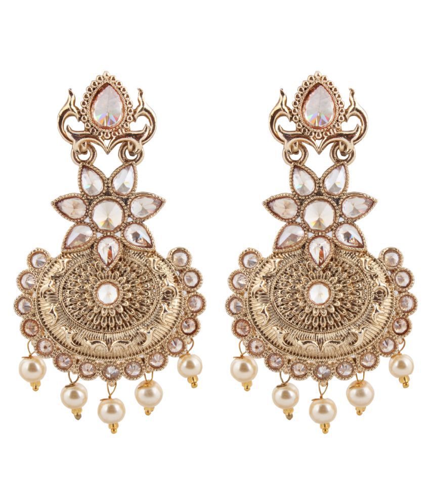     			Piah Fashion Spark Route Gold-Plated Filigree Danglers Brass Drop Earring