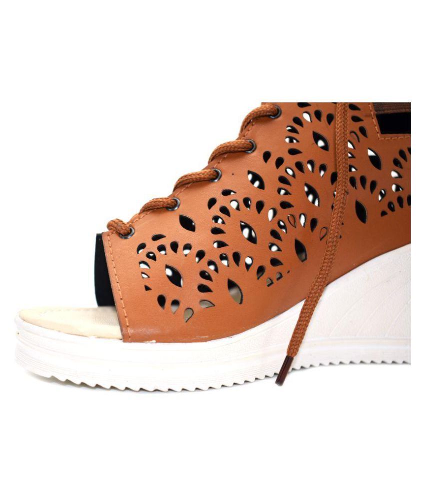 ZIAULA Tan Wedges Heels Price in India Buy ZIAULA Tan Wedges Heels