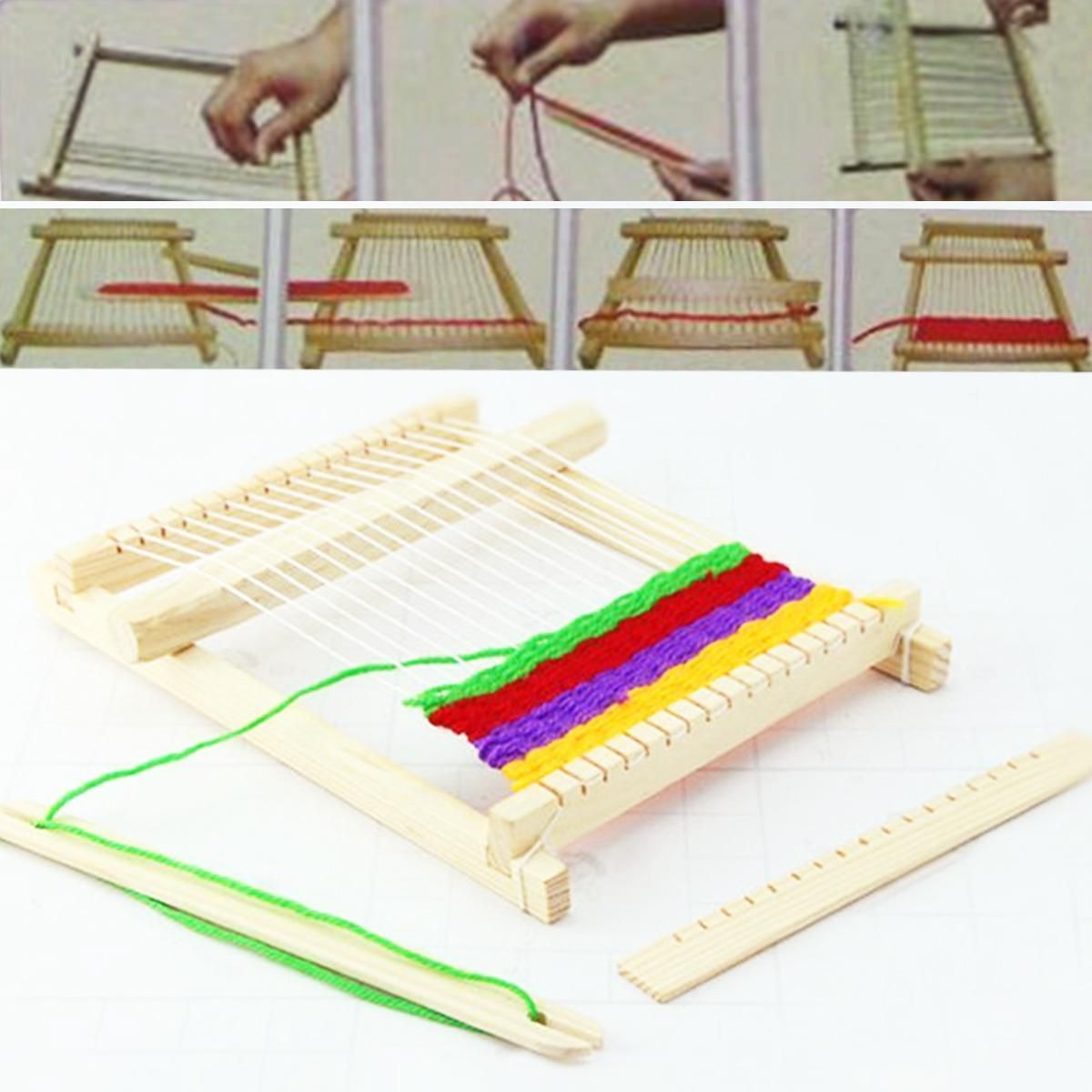 New Traditional Wooden Weaving Toy Loom with Accessories Childrens ...