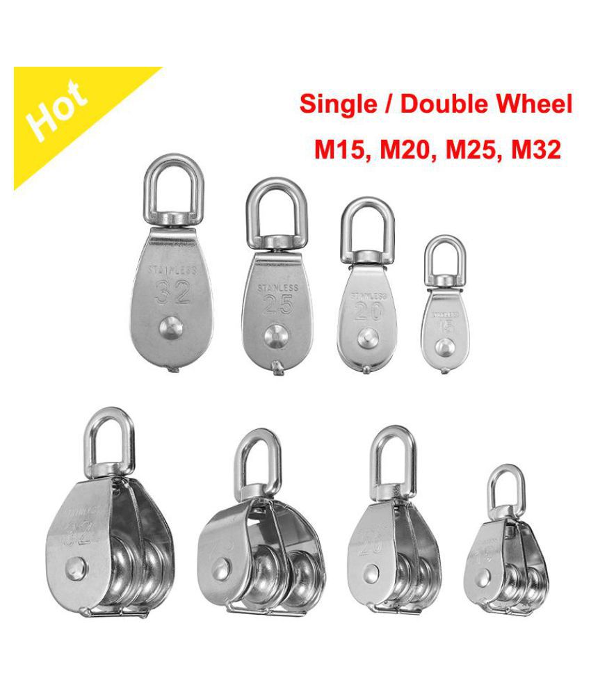 M15-32 Stainless Steel Single Double Wheel Lifting  Swivel Pulley Block 