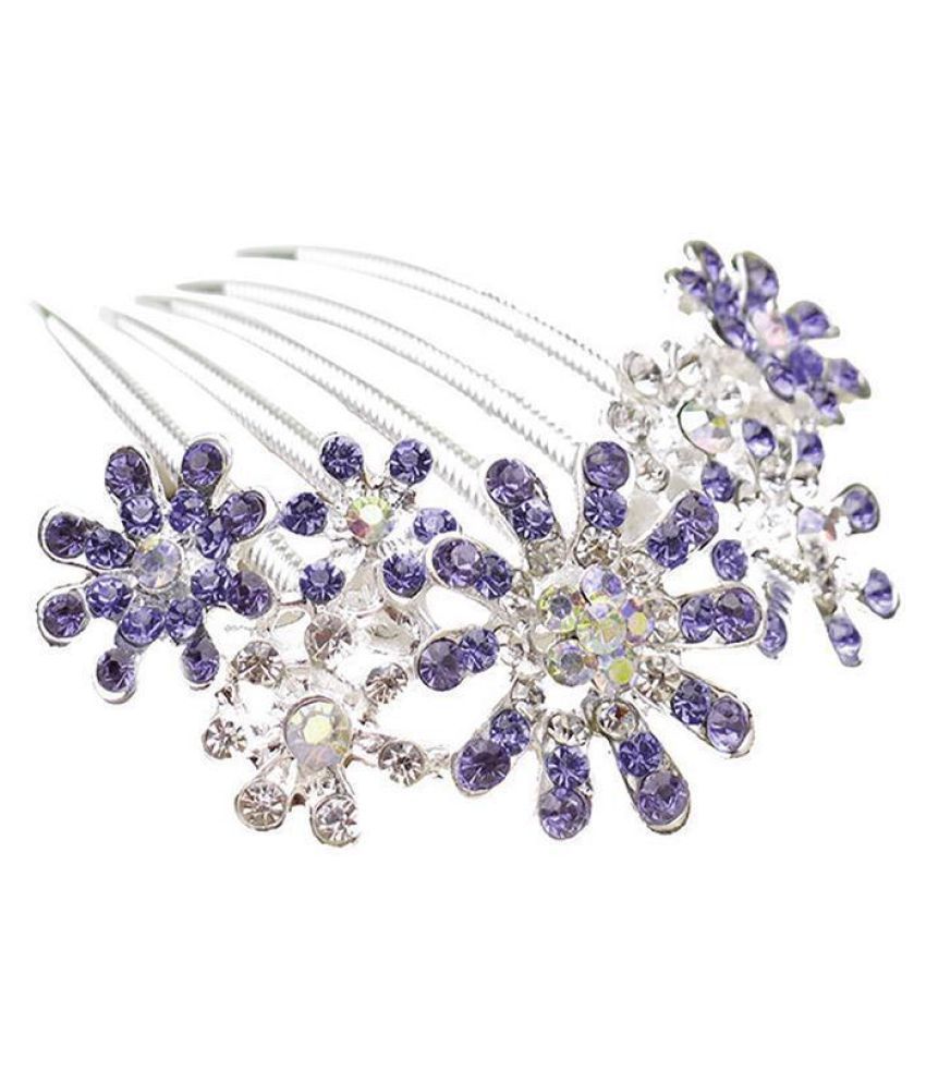 Women Fashion Hollow Rhinestone Flower Hair Combs Hairpins