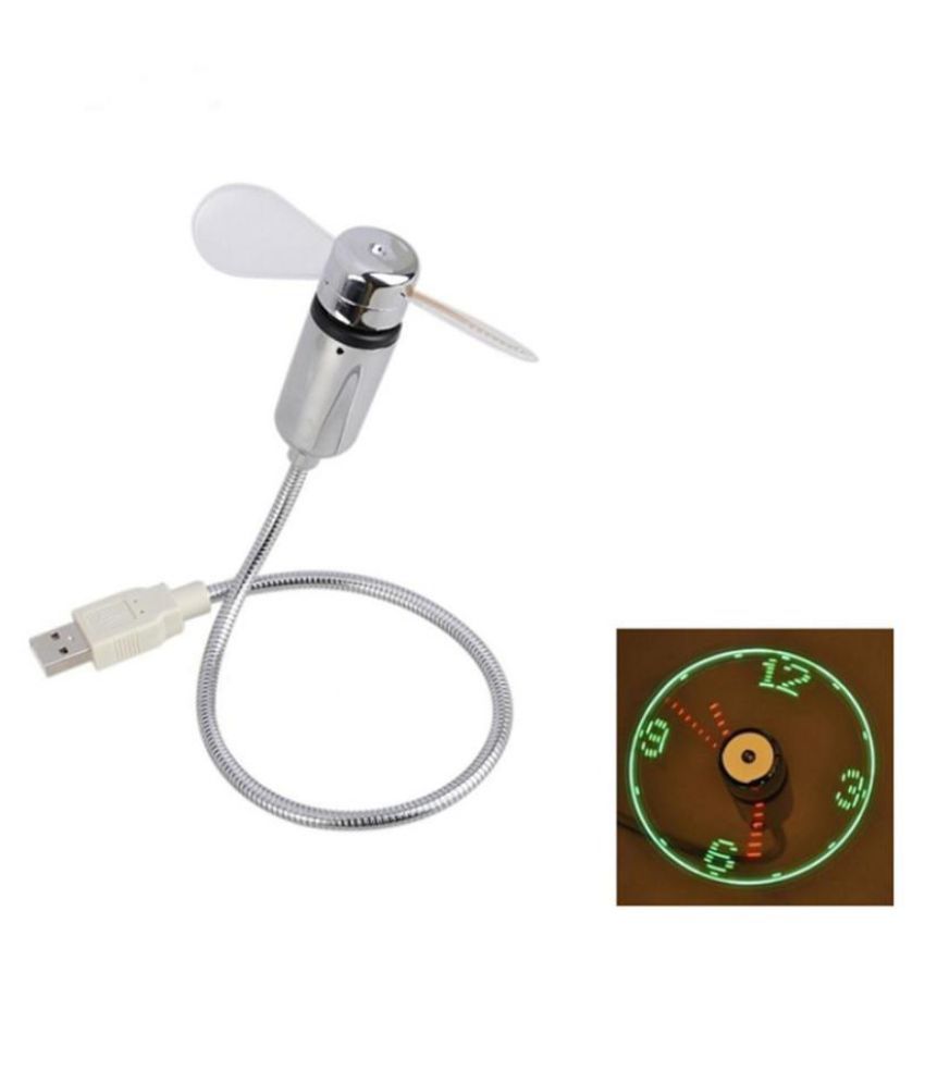 Novel Mini Flexible gooseneck USB powered LED flash clock fan Buy