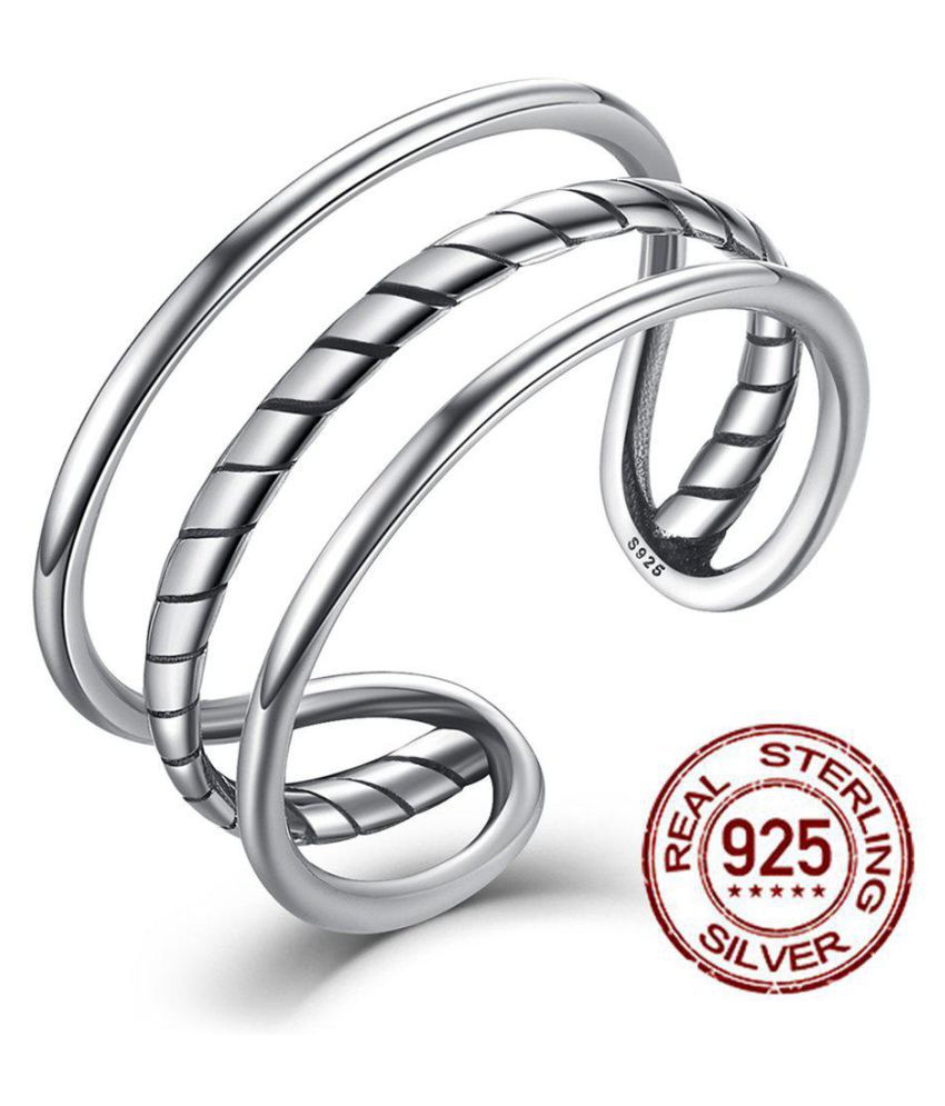 Real 925 Sterling Silver Simple Love Finger Rings For Women Girls Gift Size 5-10