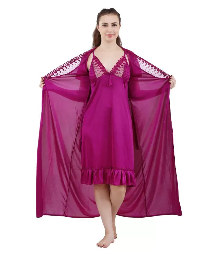 Romaisa Satin Nighty & Night Gowns - Maroon Pack of 4 - Buy Romaisa Satin  Nighty & Night Gowns - Maroon Pack of 4 Online at Best Prices in India on  Snapdeal