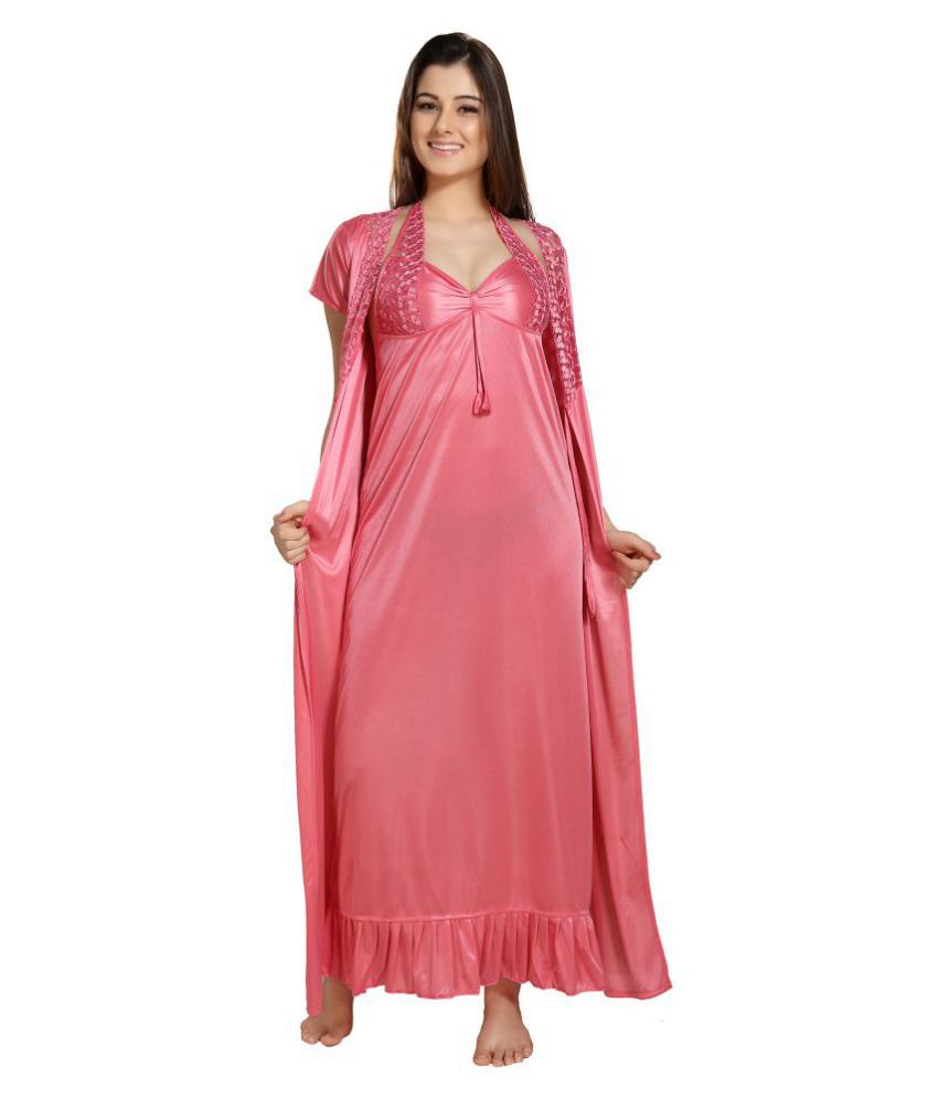     			Romaisa Lace Nighty & Night Gowns - Pink