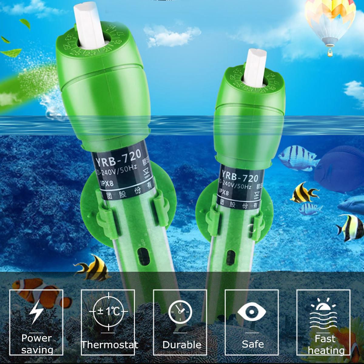 100-800W Aquarium LED Heater Fish Tank Water Submersible Adjustable Thermostat