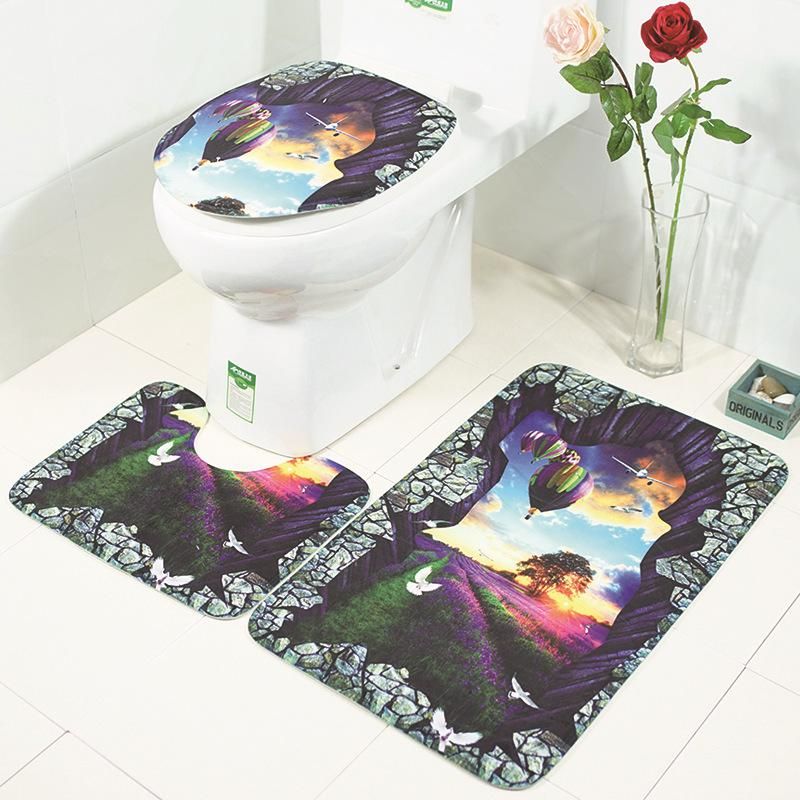 Buy Bathroom Rug Mats Set 3 Piece 3d Waves Printed Flannel Soft Shower Bath Toilet Rugs Floor Mat Online At Low Price In India Snapdeal