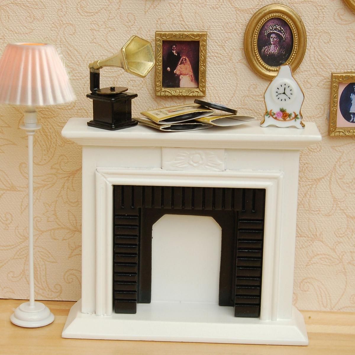 1/12 Scale Miniature White Fireplace Dollhouse Home Decor Furniture Accessories 