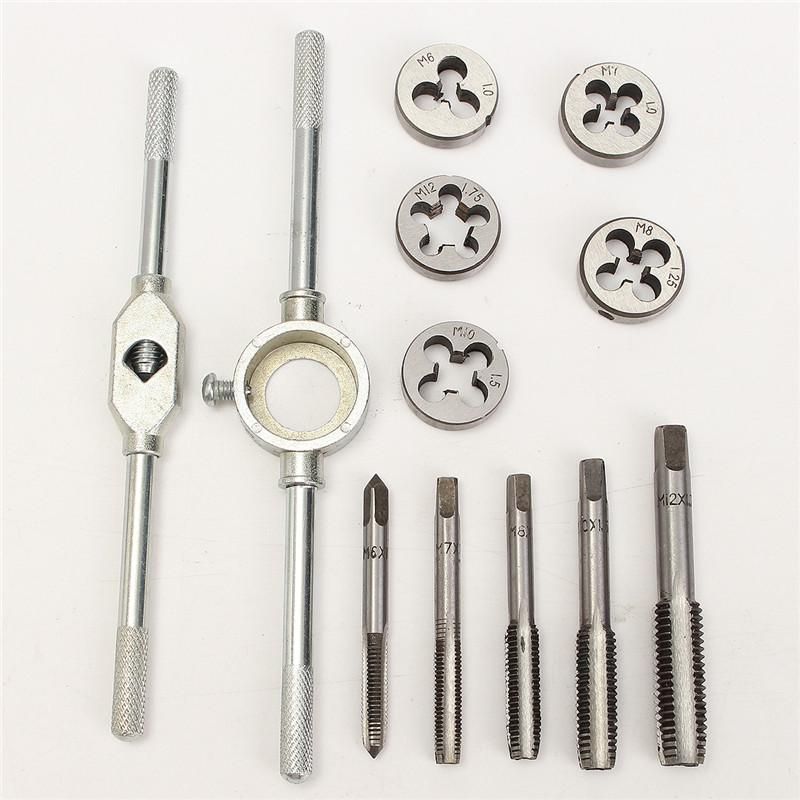 12pc Metric Wrench Tap Wrench And Die Set M6M12 Nut Bolt Alloy Metal