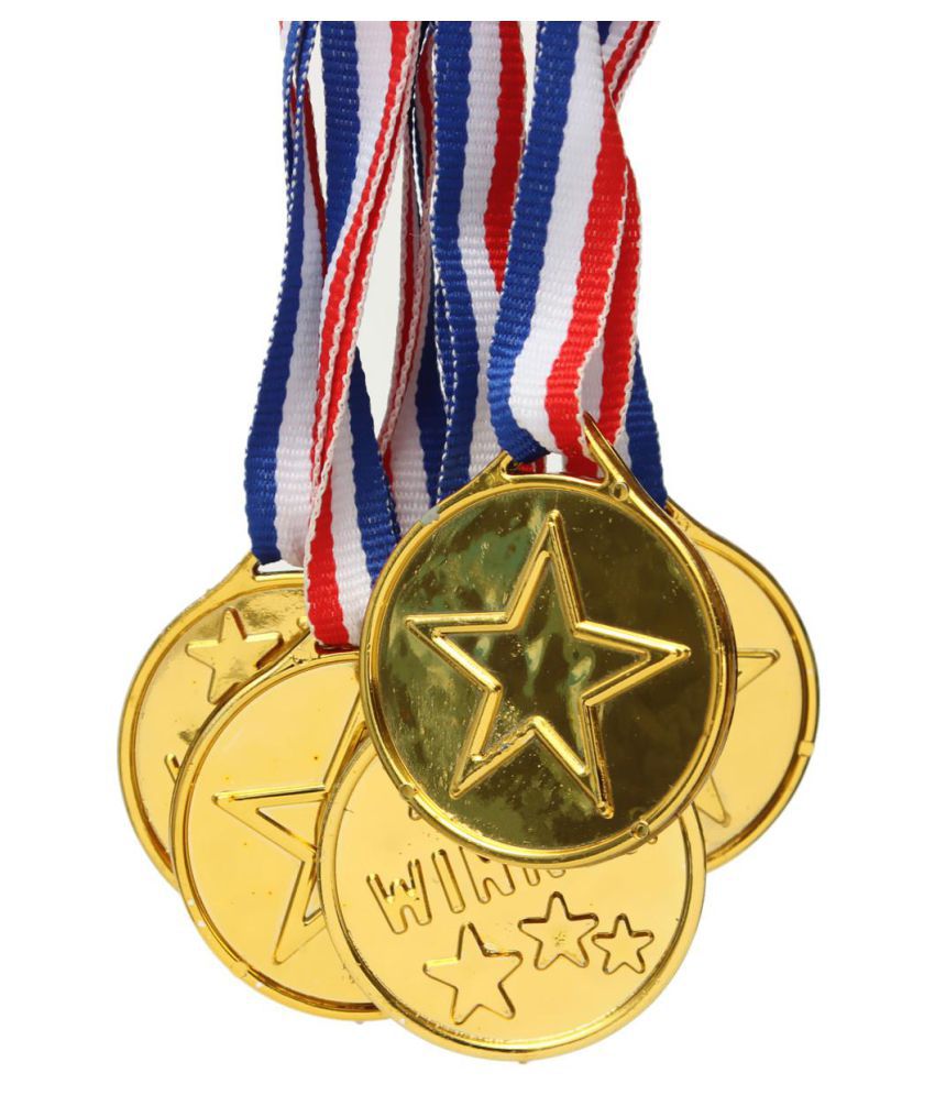 BSTHP 10pcs Kids Childrens Gold Plastic Winner Award Medals for Party Sports Competition Toys Prizes Awards 
