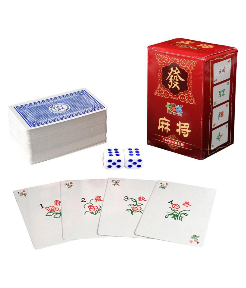 Beauneo 144Pcs/Set Mah Jong Paper Mahjong Chinois Jeu De Cartes à avec 2Pcs DéS Portable Divertissement Cartes à Kit Nouveau 