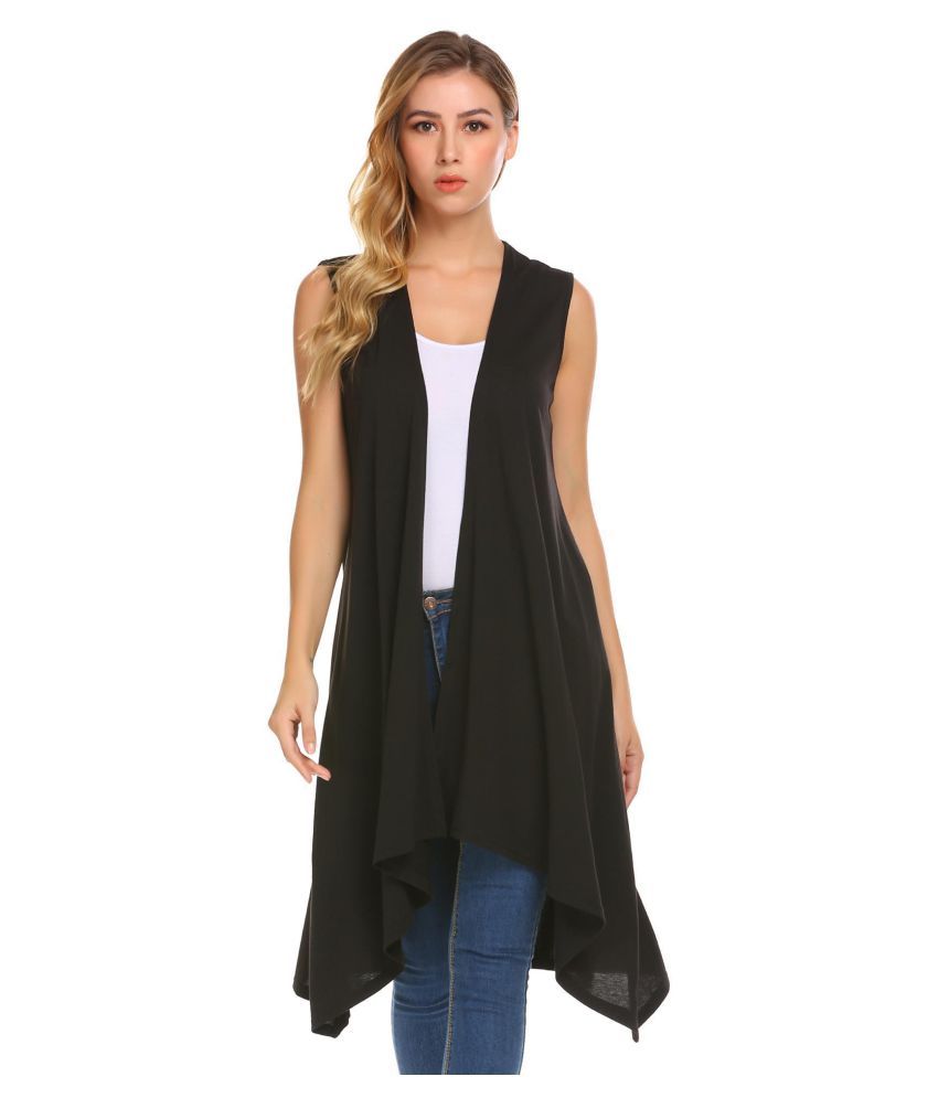 black sleeveless waterfall cardigan