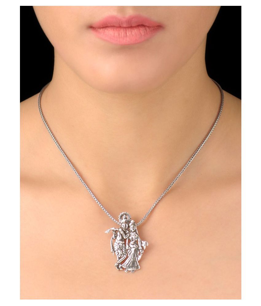 radha krishna silver pendant