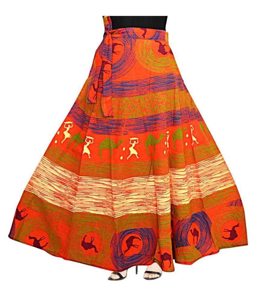     			Rangun Cotton A-Line Skirt - Orange