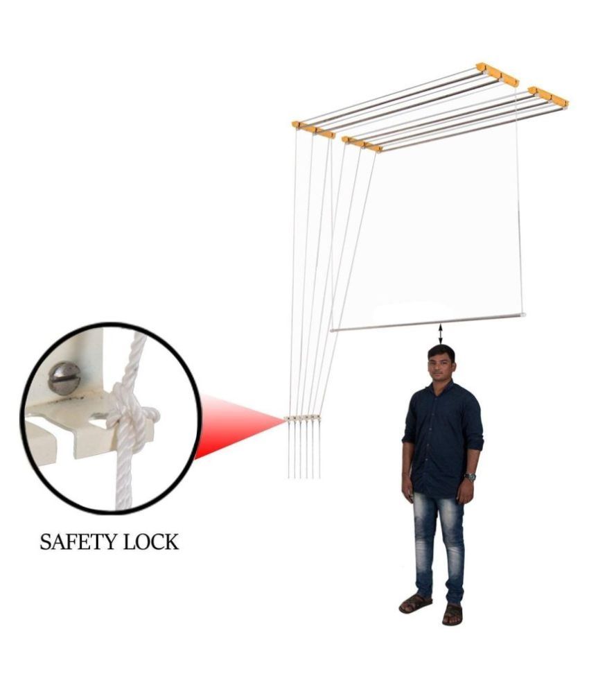 Wudore Luxury Ceiling Cloth Drying Hanger With One By One Drop Down Rods 6 Lines 5 Feet Buy 1708