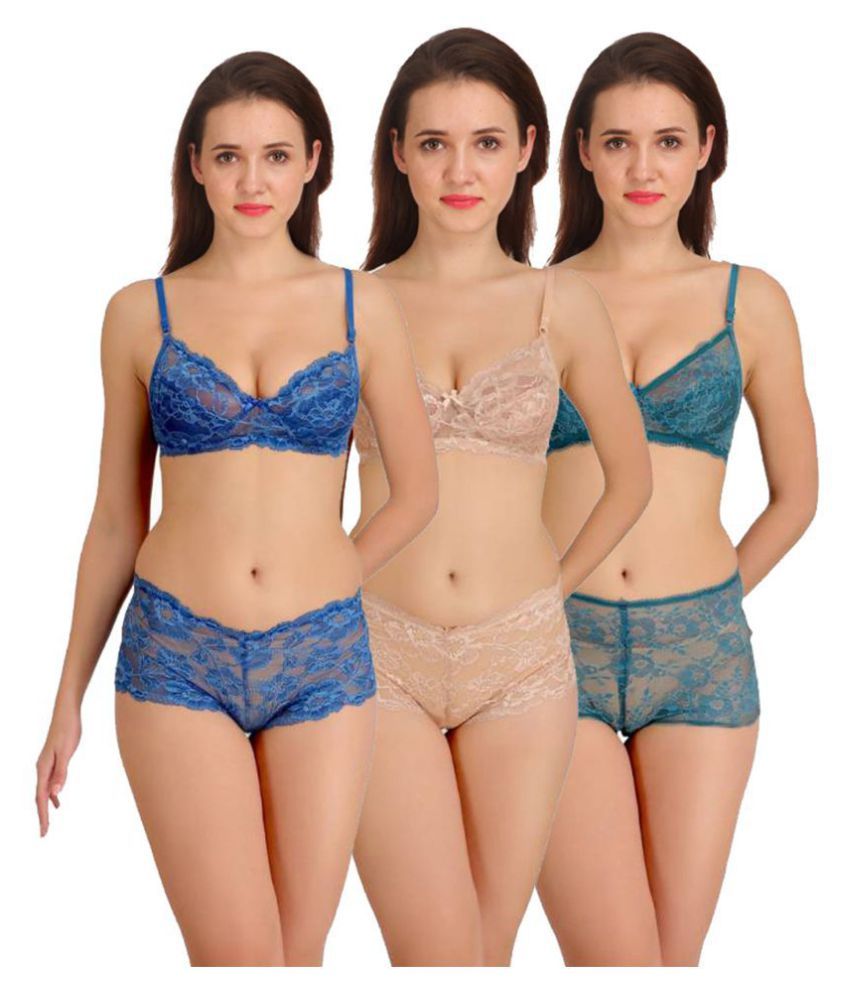 Buy Fashion Comfortz Lace Bra And Panty Set Online At Best Prices In