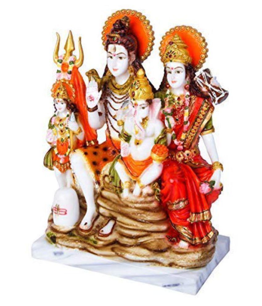 Krishnagallery Marble Shiv Parivar Statue For Pooja Room Murti Gift Idol 12 Inch Large Size