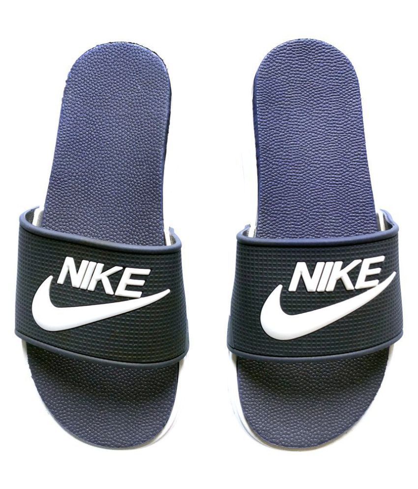 dark blue nike slides