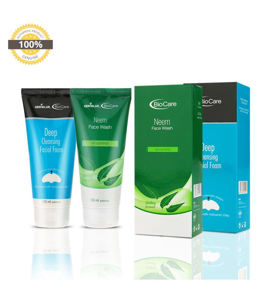     			gemblue biocare DEEP CLEANSING + NEEM Face Wash 150 mL Pack of 2