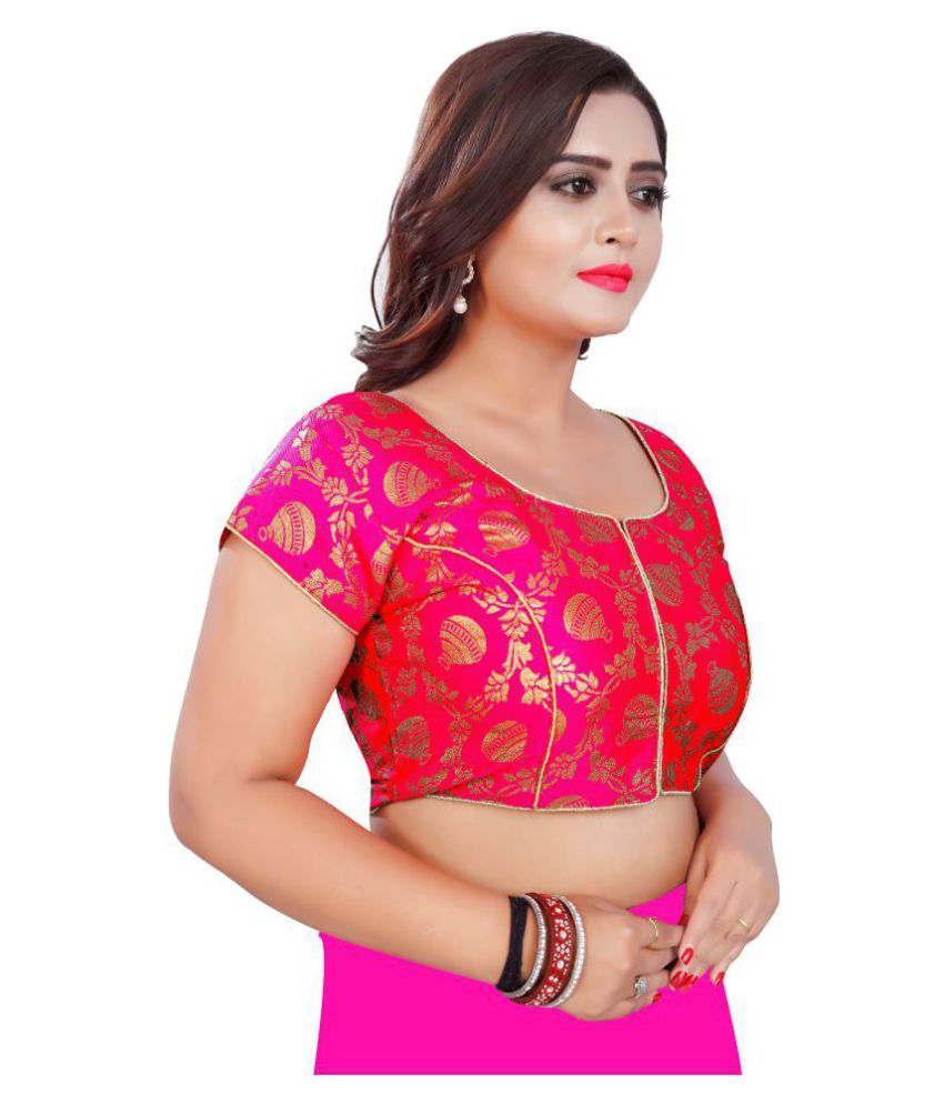 Pari Designer Pink Jacquard Readymade with Pad Blouse - Buy Pari Designer Pink Jacquard 