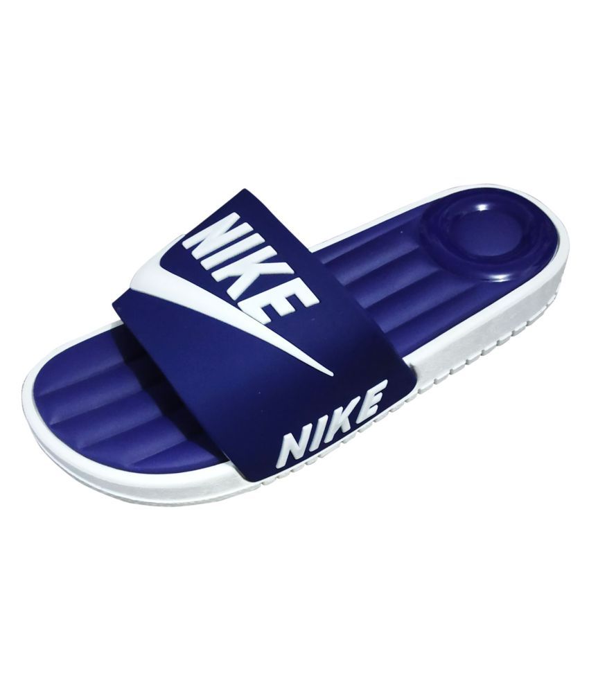 nike flip flops blue