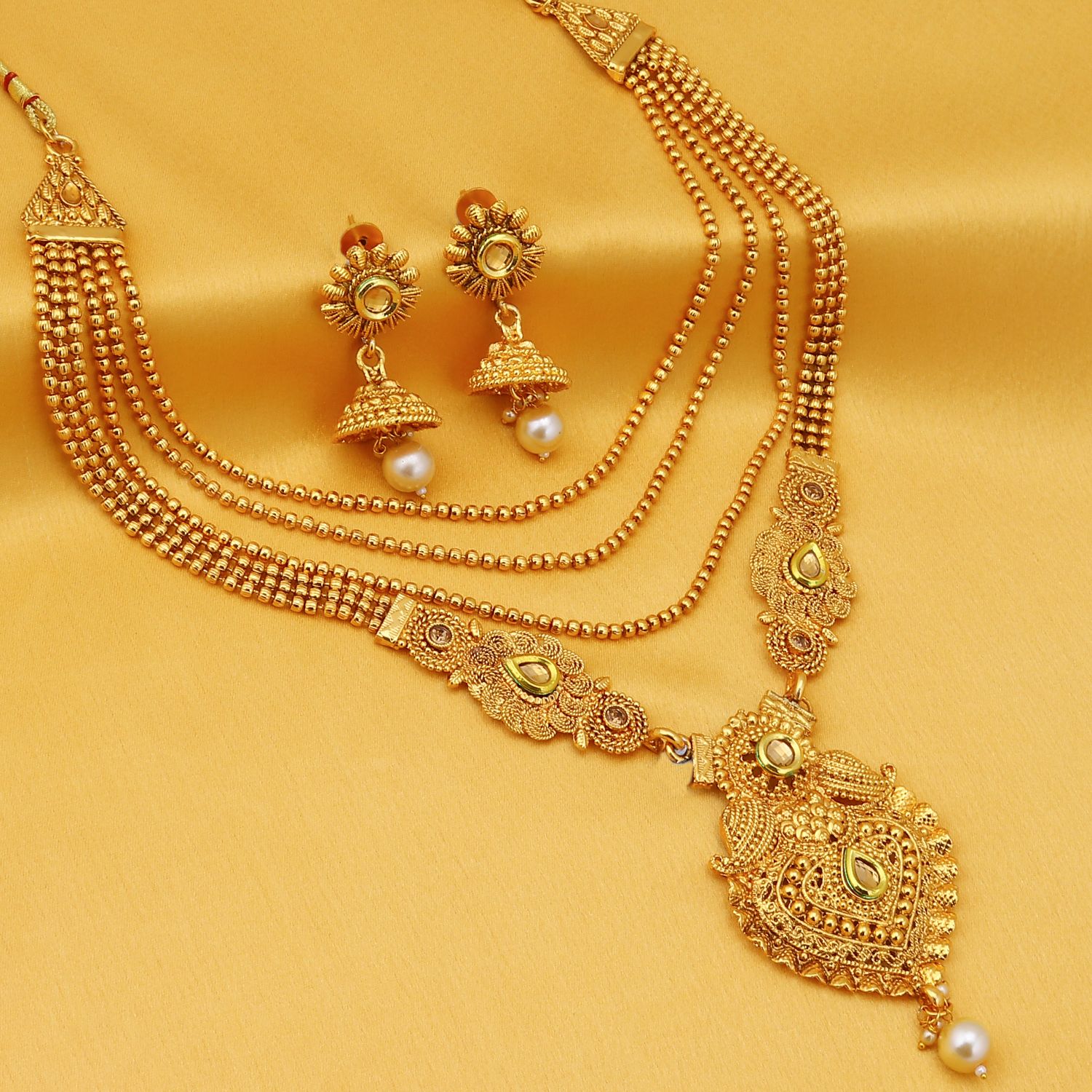 Sukkhi Alloy Golden Long Haram Traditional 18kt Gold Plated Necklaces