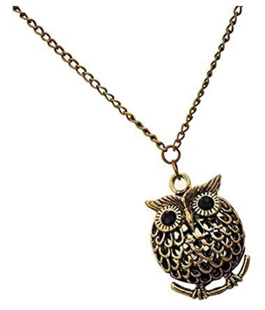 Z Gold Antique Owl Necklace Pendant With Chain For Women Gold Antique Owl Necklace Pendant With