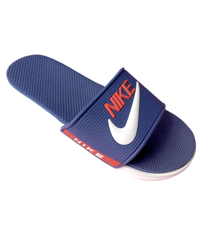 navy blue nike flip flops