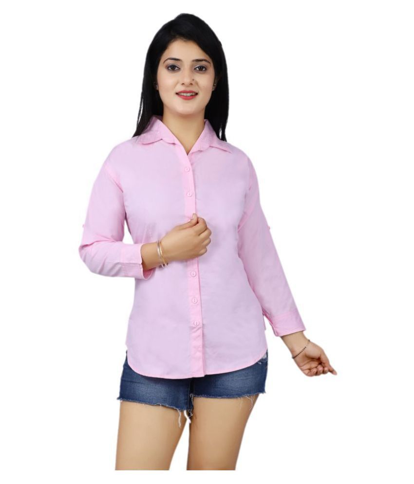 pink cotton shirt ladies