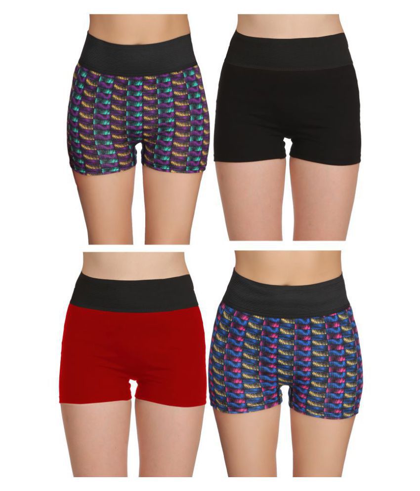     			Selfcare - Multicolor Cotton Printed Women's Boy Shorts ( Pack of 4 )