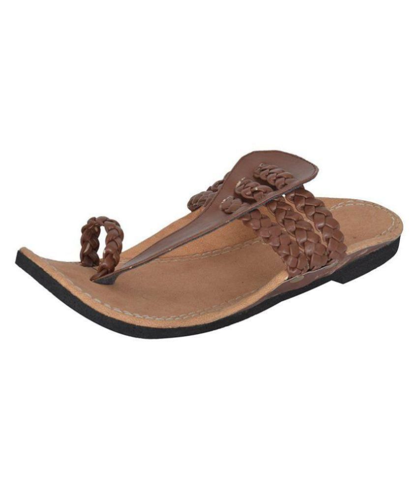 RAJSAHI Brown Kolhapuri Chappal - Buy RAJSAHI Brown Kolhapuri Chappal  Online at Best Prices in India on Snapdeal