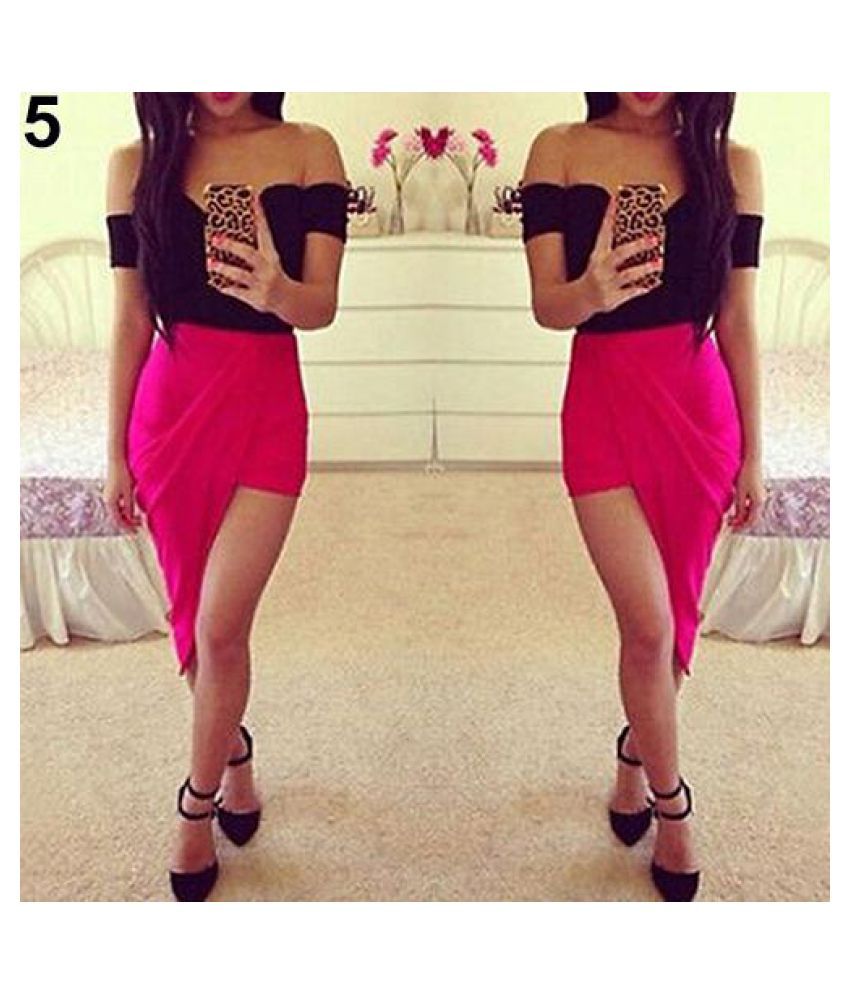 Buy Women S Fashion Sexy High Waist Draped Asymmetrical Bodycon