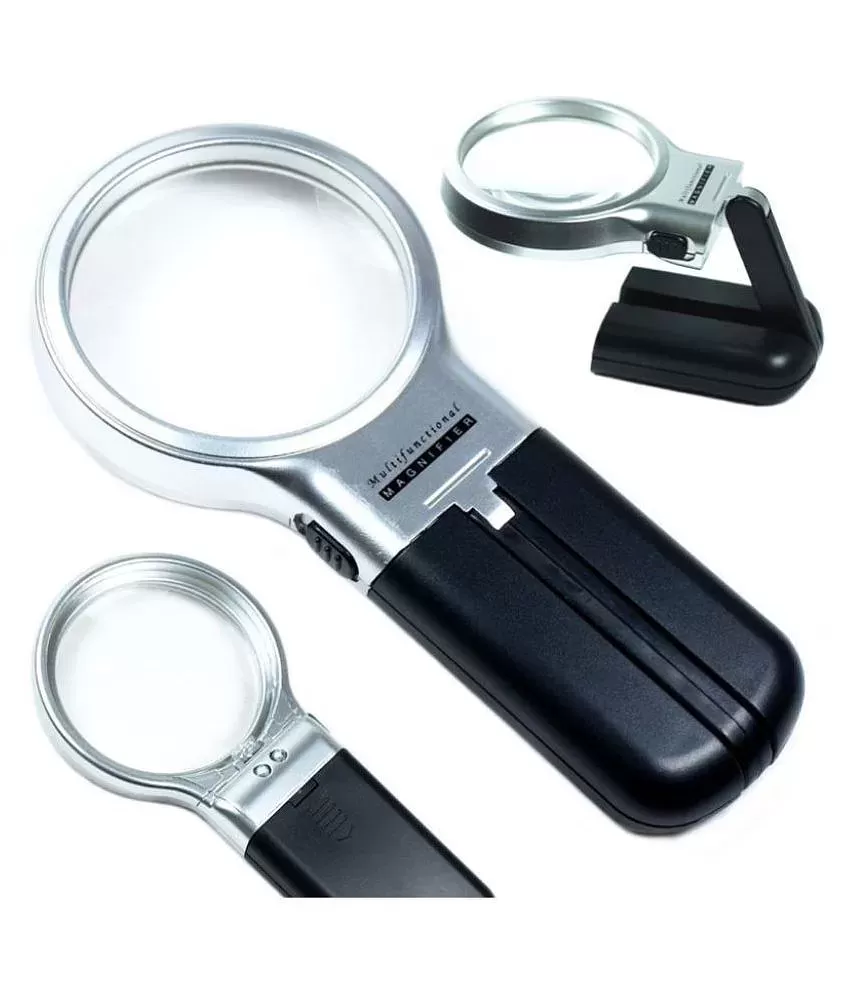 2.5X Multi-Functional Lighted Magnifying Glass with Stand & Lanyard
