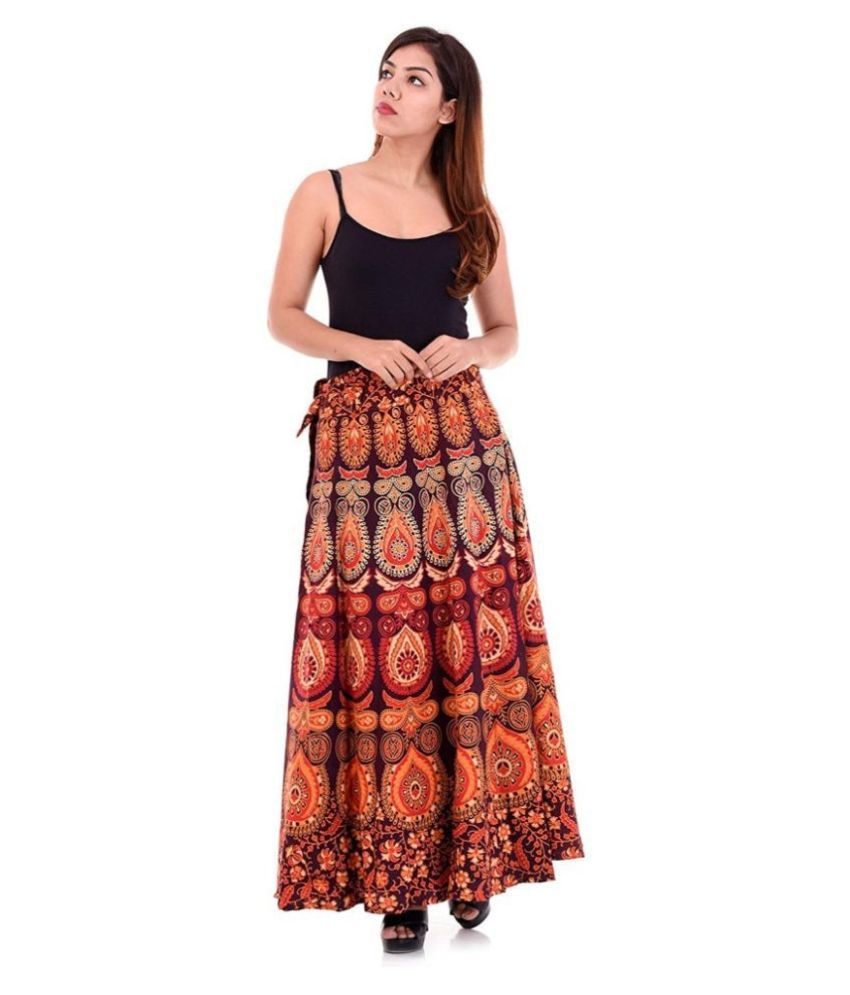     			Rangun Cotton A-Line Skirt - Maroon