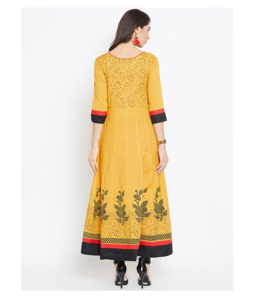 yellow colour anarkali kurti