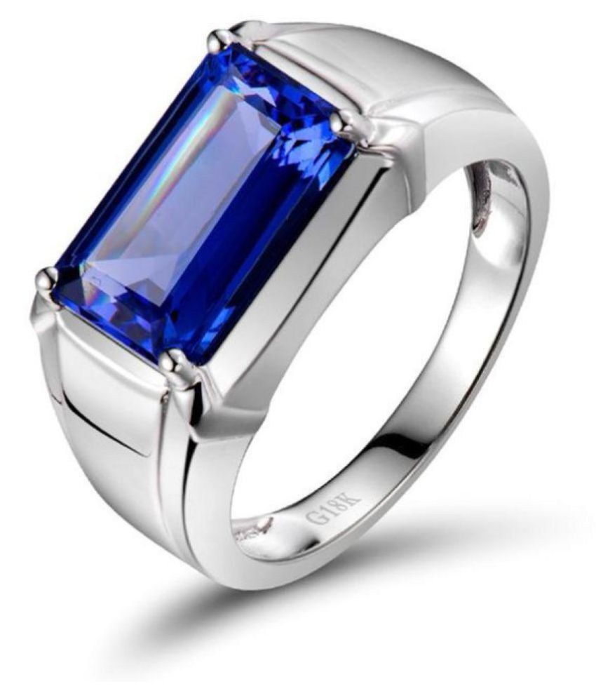 Natuarl Neelam Ring 9.25 ratti stone blue sapphire silver ring ...