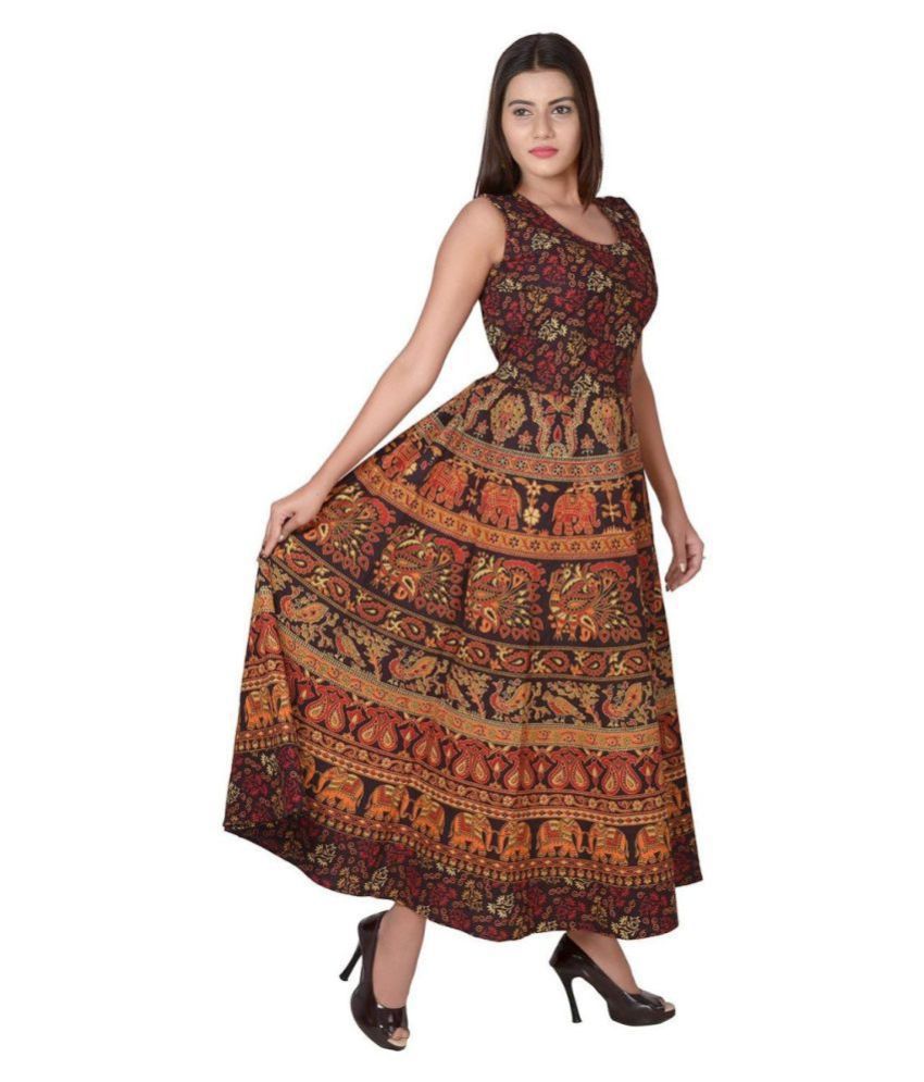 Rangun Cotton Brown Regular Dress
