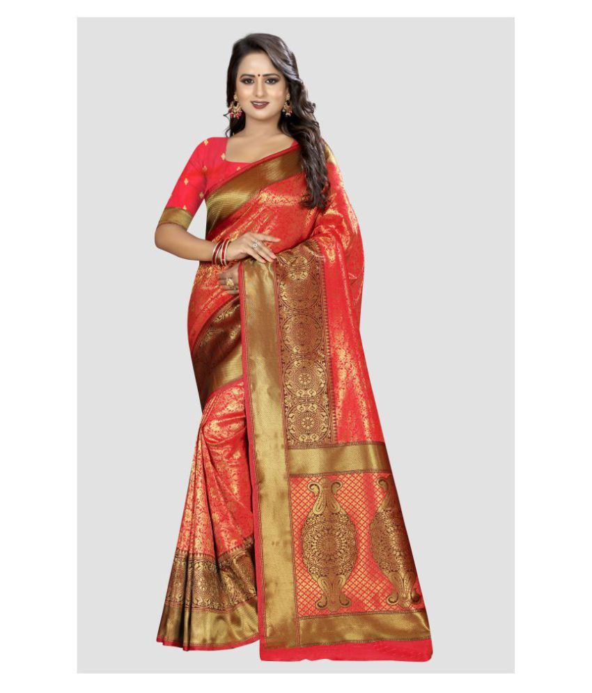orange kanchipuram wedding saree