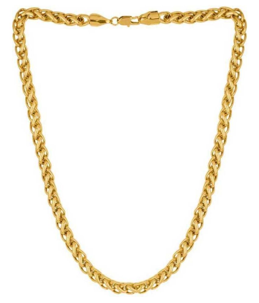 Jewar Mandi Gold Plated Brass & Copper Chain 24 Inch Designer Link Chain Jewelry for Men & Boys 8314