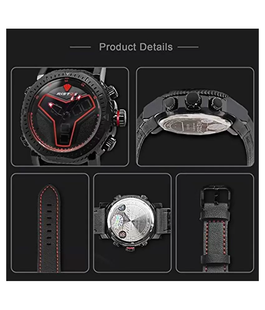 RISTOS Men Multifunction Sport Leather Watches Analog Digital Led Auto Date  Fashion Wrist Watch Relojes Masculino Hombre 9343 | Wish