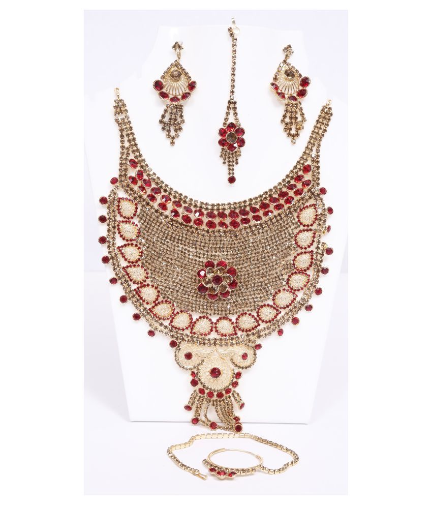 SAMARTH INFODEALS Alloy Red Traditional Gold Plated Necklaces Set - Buy ...