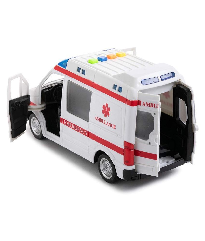 Temson Friction Powered Ambulance Toy Emergency Vehicle With Open-able 