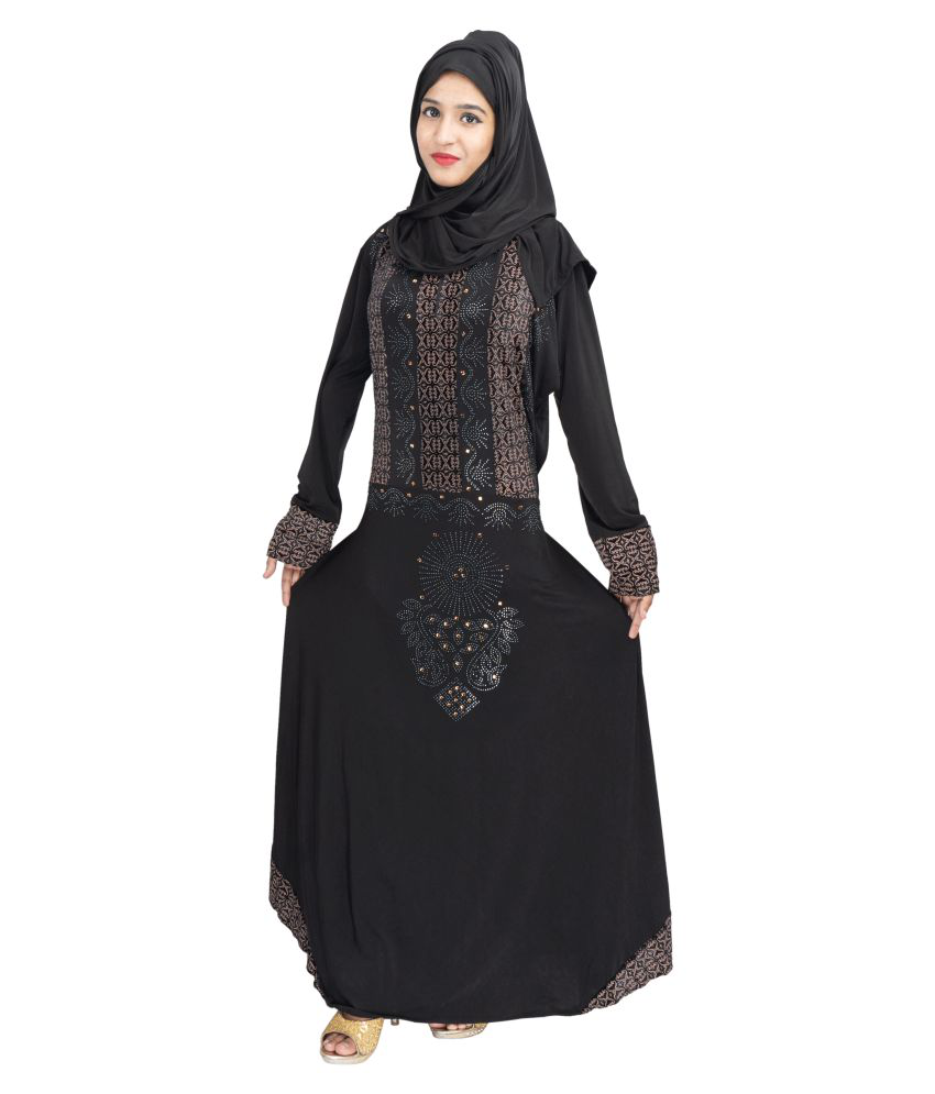 BRANDED BEBE Black Lycra Stitched Burqas with Hijab Price in India ...