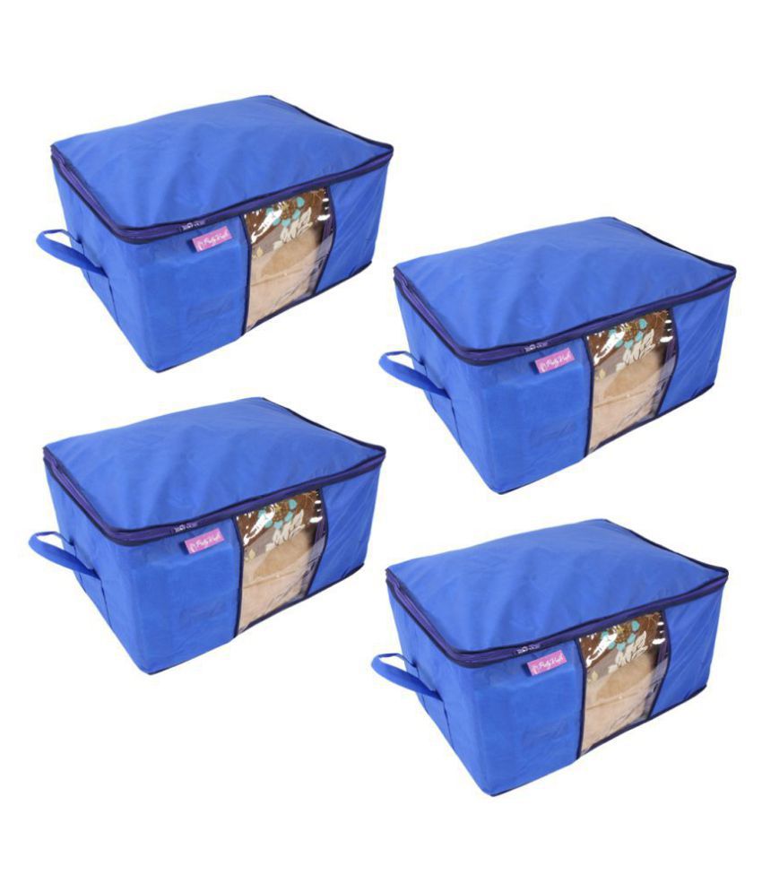     			Prettykraf.ts Underbed Storage Bag, Storage Organizer, Blanket Cover with Side Handles (Set of 4 pcs