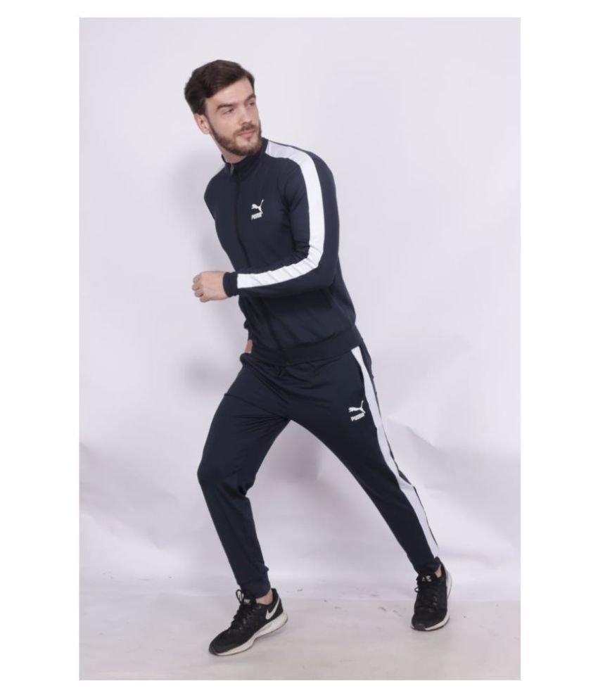 puma navy tracksuit bottoms